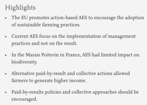 Highlights de Public policy design: Assessing the potential of new collective Agri-Environmental Schemes in the Marais Poitevin wetland region usin...